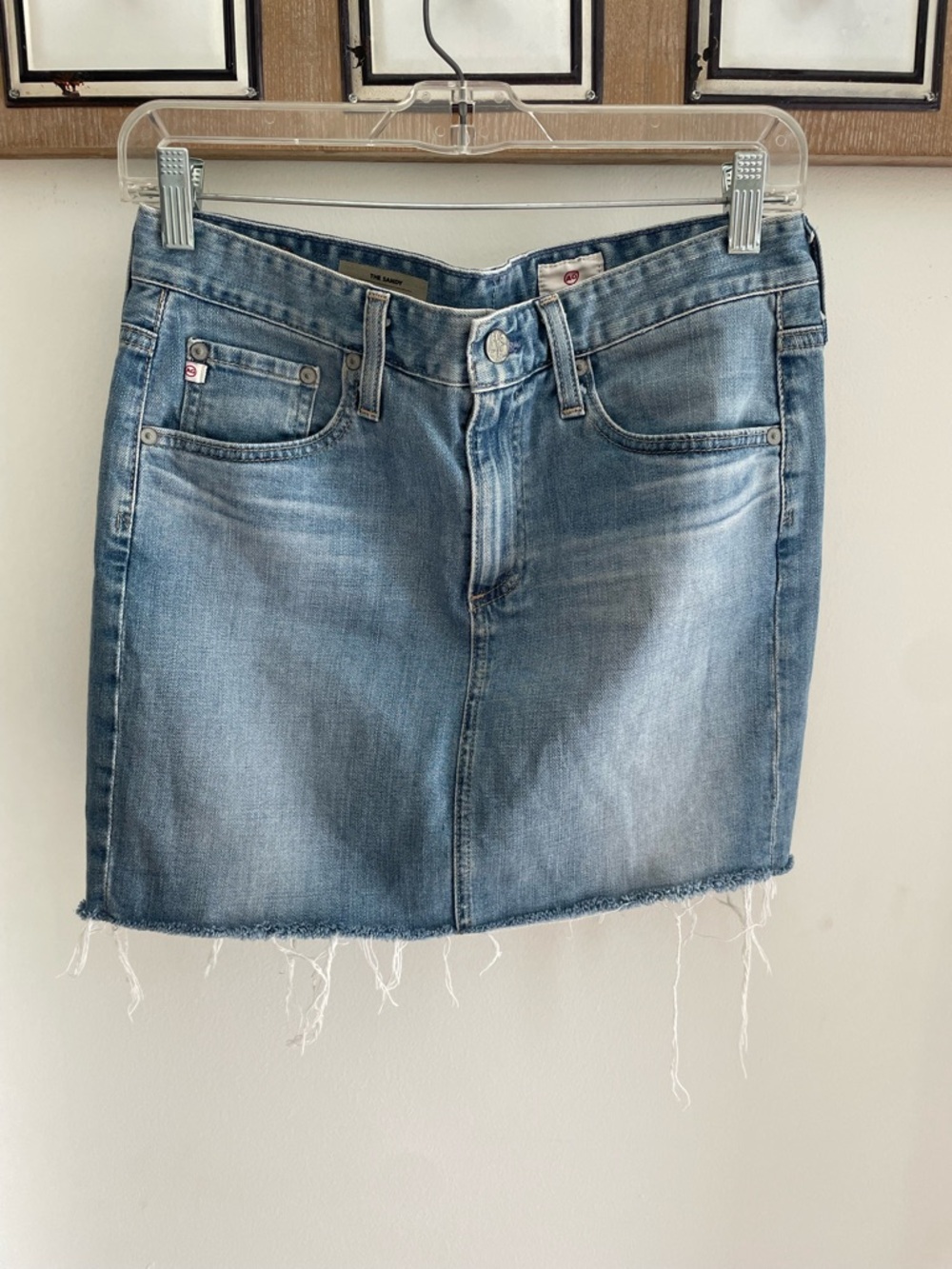 AG Adriano Goldschmied Light Blue Denim Mini Skirt